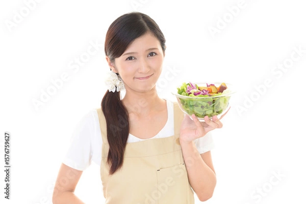 Obraz 新鮮なサラダを持つ女性