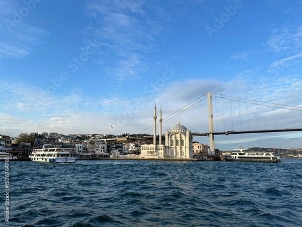 Obraz Mosque on the water in Istanbul, Turkey during a Bosphorus River cruise 
