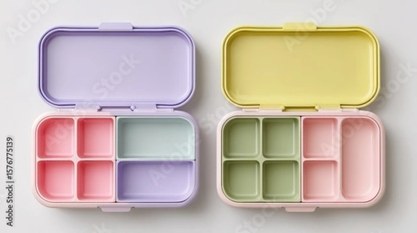 Obraz Pastel Colored Bento Lunch Boxes