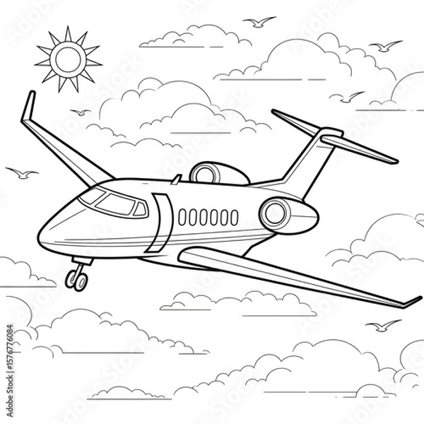 Obraz Private plane illustration vector style coloring page