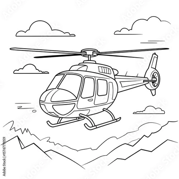 Obraz helicopter vector illustration coloring page 