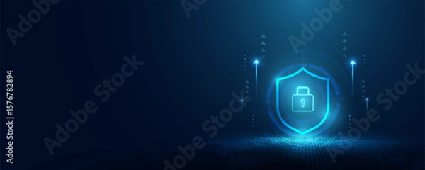 Obraz Cyber security protection background, technology and data locking