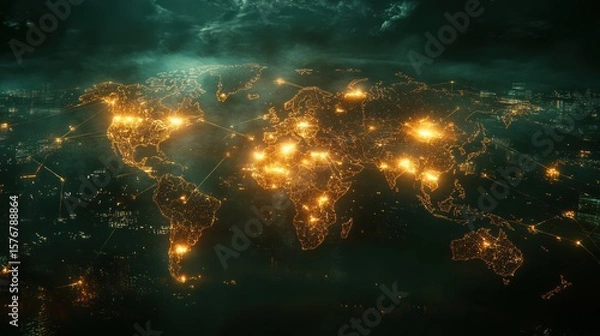 Fototapeta Global Network: A Visualization of Interconnectedness