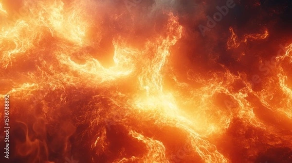 Fototapeta Inferno: A fiery abstract digital artwork depicting intense heat and energy