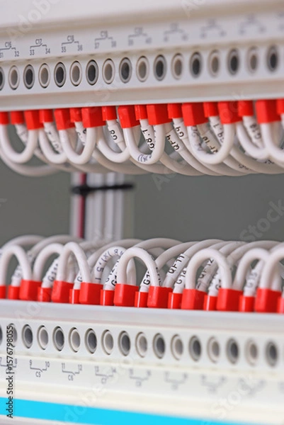 Fototapeta Connecting the electrical module using copper electrical insulated wires. 