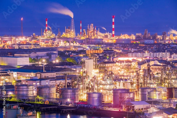 Fototapeta 広島県　大竹市　工場夜景 亀居公園