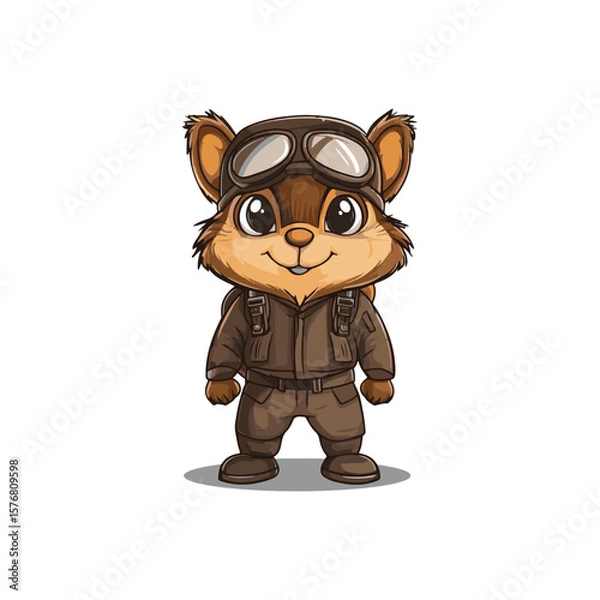Obraz Pilot squirrel vector illustration, cute animal treasure