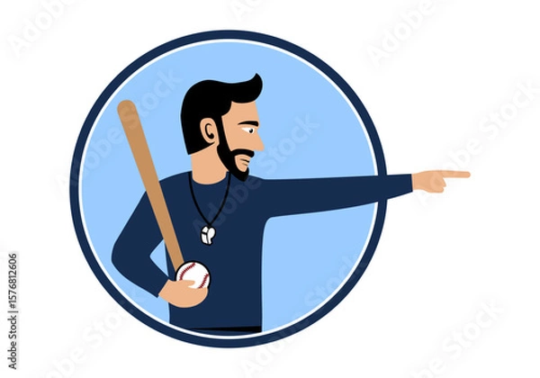 Obraz Baseball Coach Character Design Illustration vector suitable for your design needs