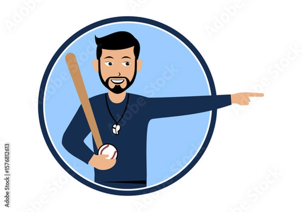 Obraz Baseball Coach Character Design Illustration vector suitable for your design needs