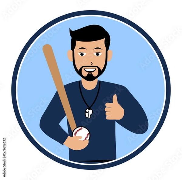 Obraz Baseball Coach Character Design Illustration vector suitable for your design needs