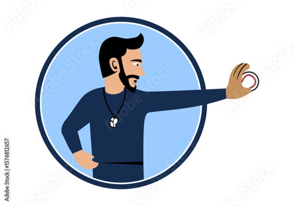 Obraz Baseball Coach Character Design Illustration vector suitable for your design needs