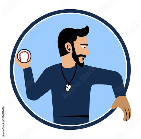 Obraz Baseball Coach Character Design Illustration vector suitable for your design needs