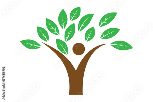 Obraz Family tree with green leaf