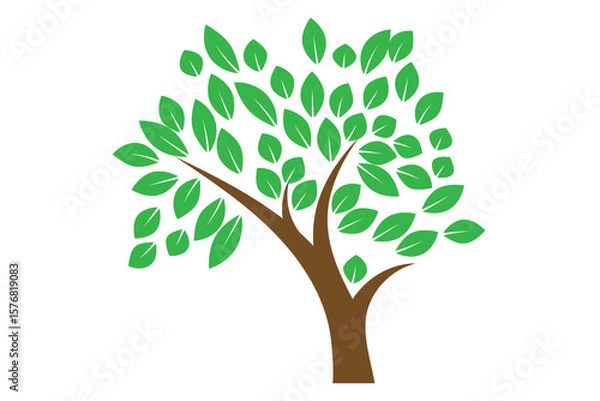 Obraz Modern vector tree logo with green leaves.