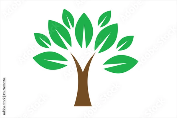 Obraz Abstract vector tree logo with green leaf