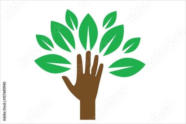 Obraz Hand tree vector with green leaves 