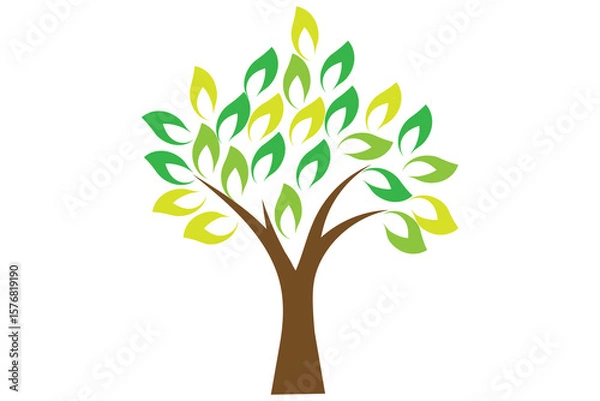 Obraz Vector tree with colorful leaf. Stock illustration.