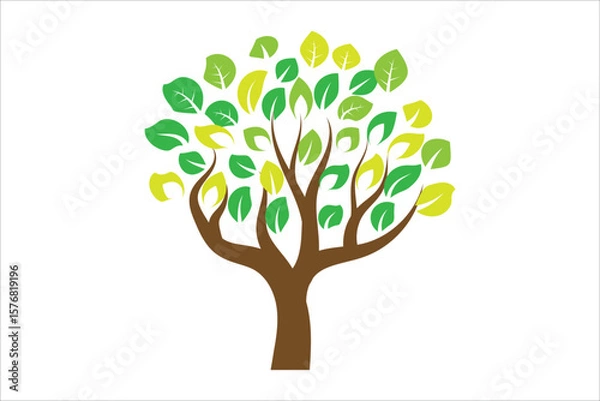 Obraz Creative vector tree logo with colorful leaf
