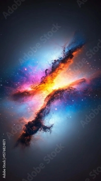 Fototapeta Spectacular 3D Render of Colorful Galaxies in Chaotic Cosmic Style