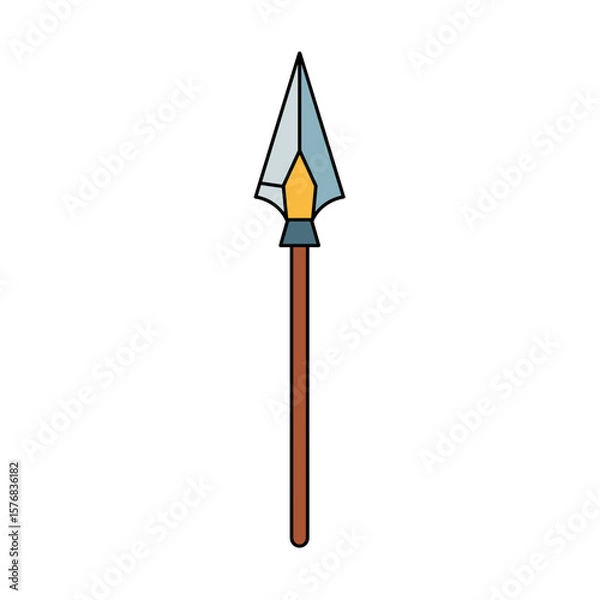 Fototapeta Illustration of a javelin spear with a wooden handle  