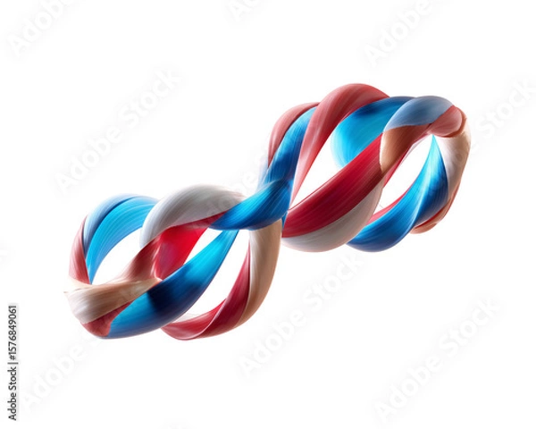 Fototapeta Twisted ribbon with red, blue, and beige