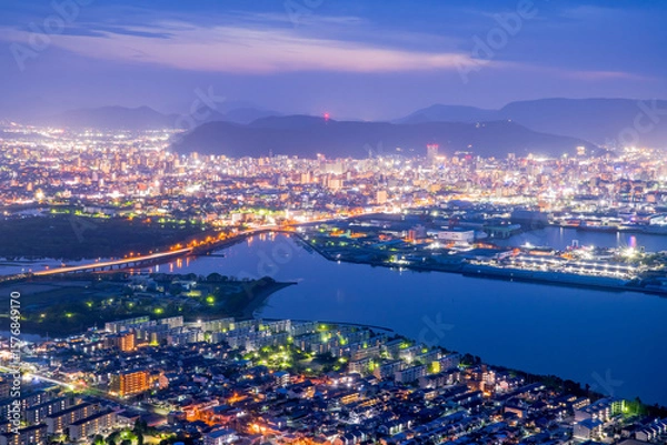 Obraz 香川県　屋島　獅子の霊巌展望台からの夜景