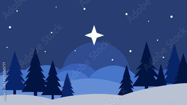 Obraz christmas night landscape