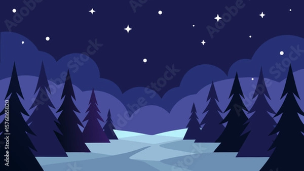 Obraz christmas night landscape