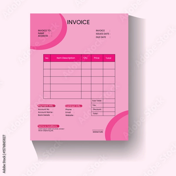 Fototapeta Clean invoice template vector design and Invoice minimal design template. Bill form business invoice accounting.