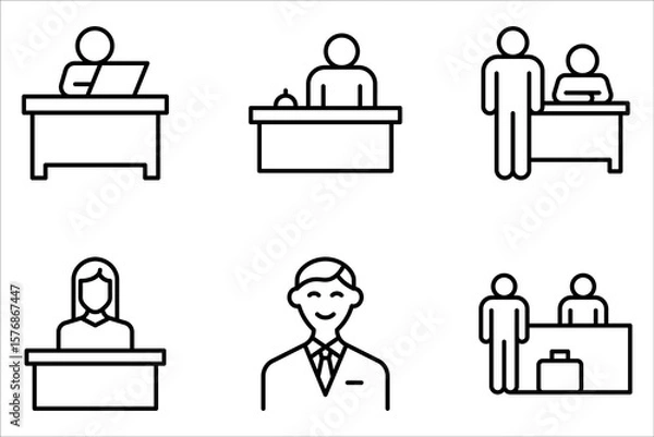 Obraz reception icon set, customer service, thin line symbol for web and mobile phone on white background