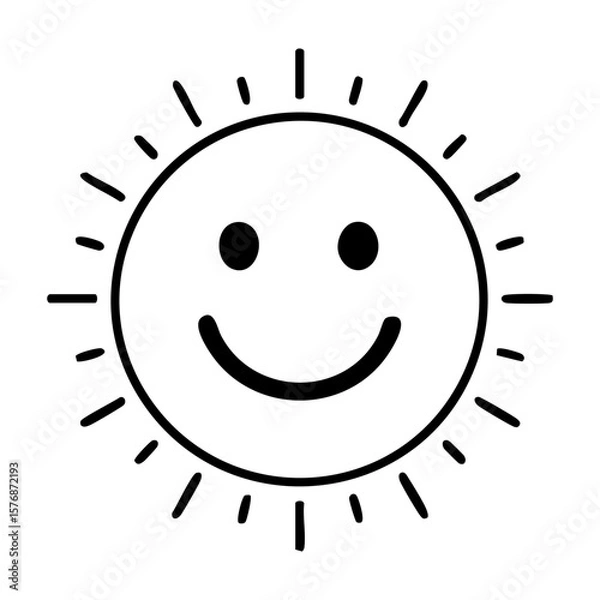 Obraz Smiling Sun Face Line Icon