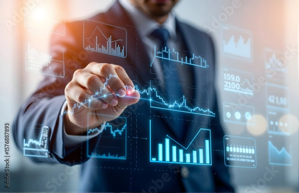Obraz Businessperson Operating Data Dashboard