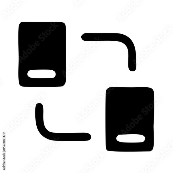 Obraz Handdrawn Outline Style Data Transfer Between Two Smartphones Connection Icon