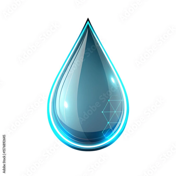 Fototapeta Natural Water Drop Isolated – Realistic Droplet with Clipping Path for Product Design