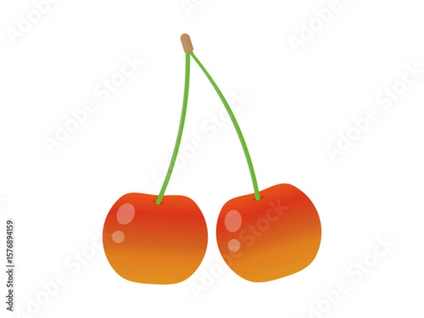 Fototapeta さくらんぼのフラットなイラスト