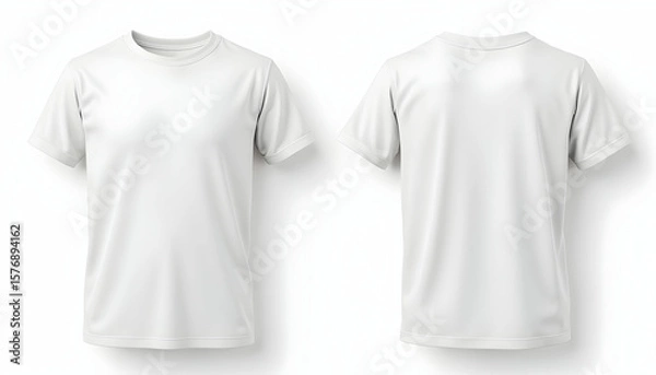 Obraz White T-shirt Mockup Front and Back Isolated on White