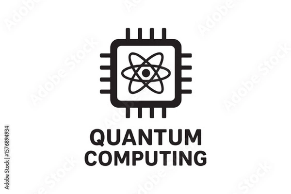 Fototapeta Quantum Computing icon silhouette vector with white background