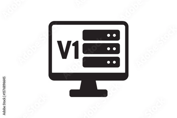 Fototapeta Virtual Server icon silhouette vector with white background