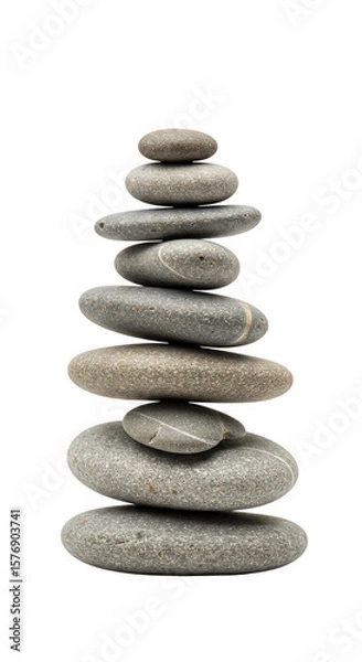 Fototapeta Balanced Stone Stack Transparent Background Pebbles Tower Gray Harmony