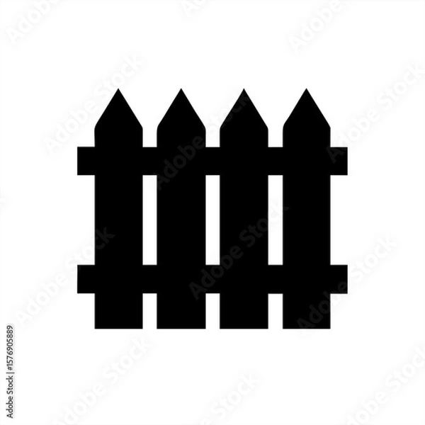 Fototapeta Wooden Garden Fence Silhouette on transparent background for web and graphic design