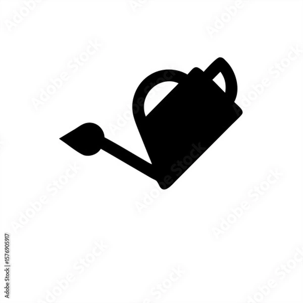 Fototapeta Watering Can With Seedlings Silhouette on transparent background for web and graphic design