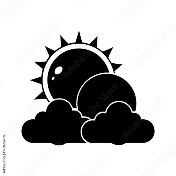 Fototapeta Sun And Clouds on transparent background for web and graphic design