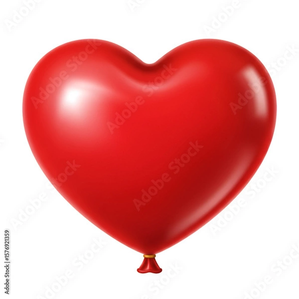 Fototapeta Illustration of Shiny Red Heart Balloon Isolated on Transparent Background