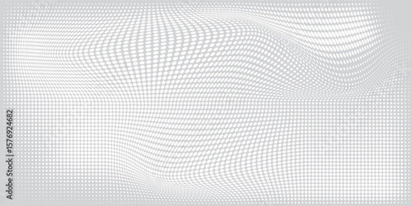 Fototapeta Abstract Modern Wavy Dotted Pattern of White and Gray Tones