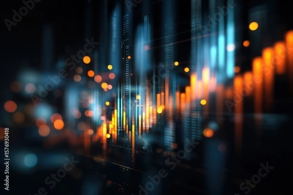 Fototapeta Abstract stock market trends and digital technology balancing economic dynamics in a visual design.
