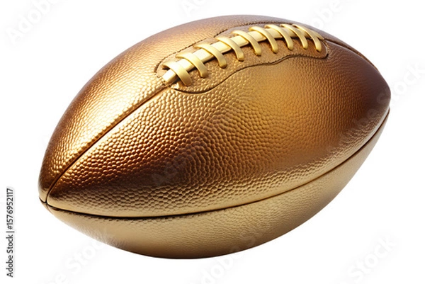Fototapeta A golden american football with gold laces is isolated on transparent background