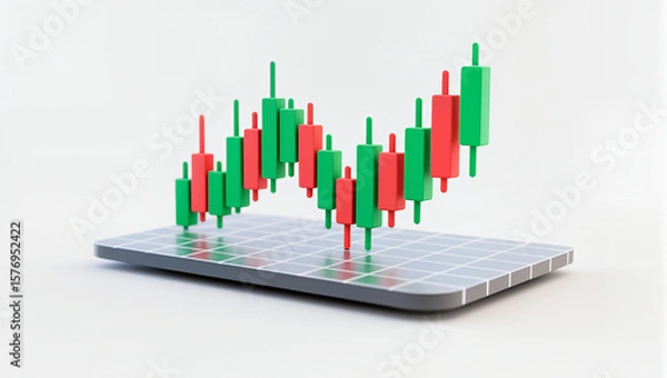Fototapeta Abstract Visualization of Financial Trends with Colorful Candlestick Graphs Representing Market Movements