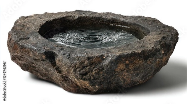 Fototapeta Rough stone basin with water