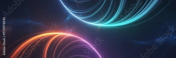 Fototapeta Abstract glow circles with neon colors evoke a futuristic atmosphere and creative energy, ideal for modern projects.