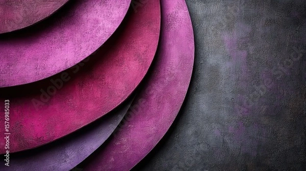 Fototapeta Layered circular forms in shades of magenta and violet.